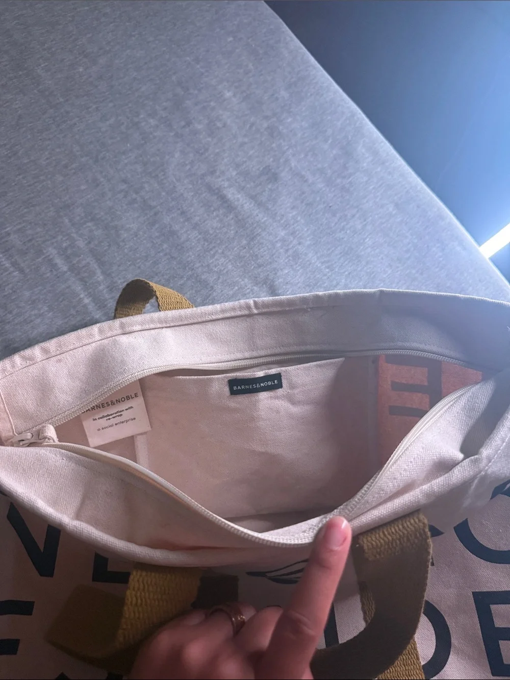 Noble & Barns cream Canvas Tote with Black Base